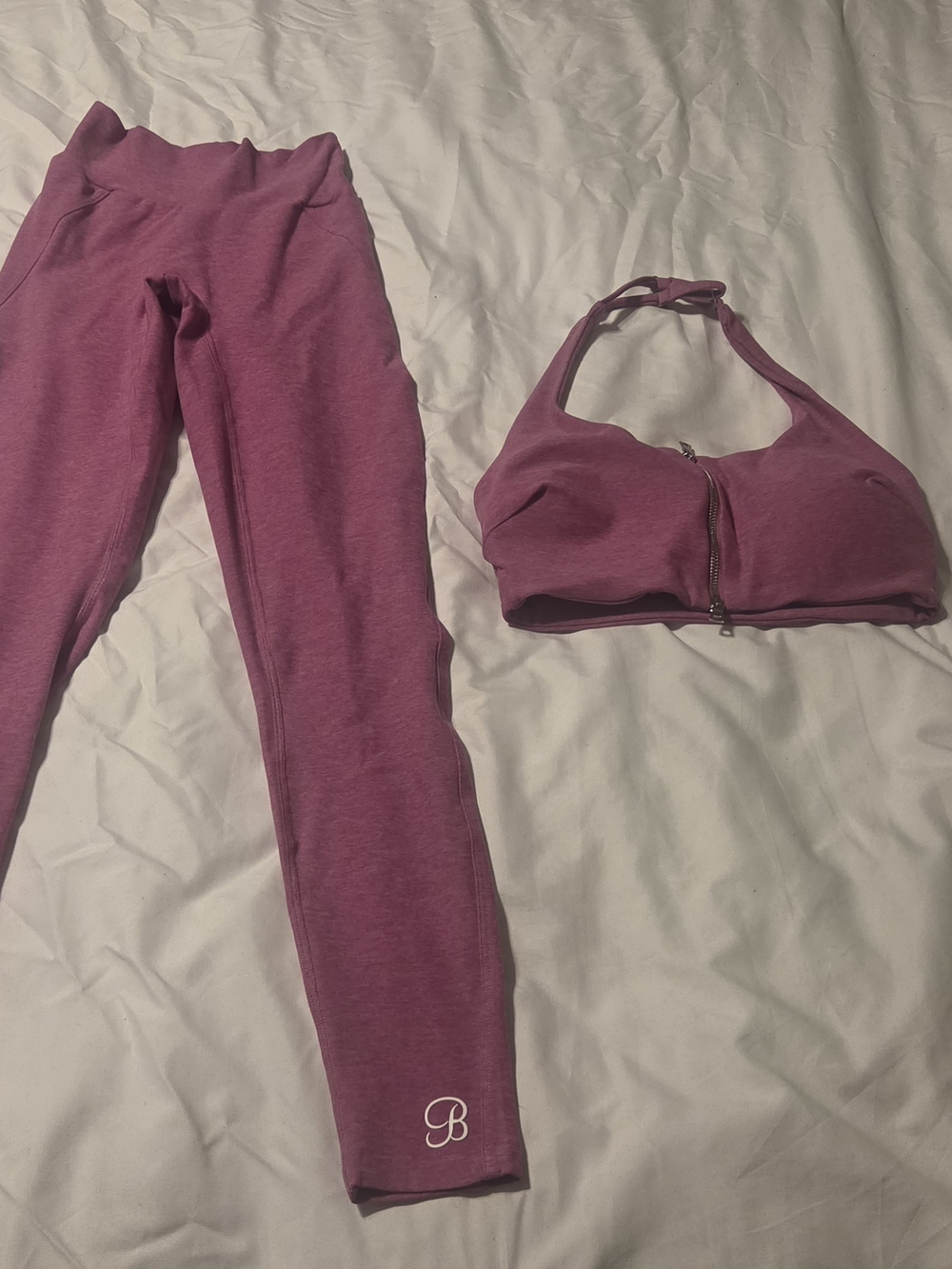Bombshell Women’s Magenta Active Zip-Front Sports Bra & Legging Set,xs,euc